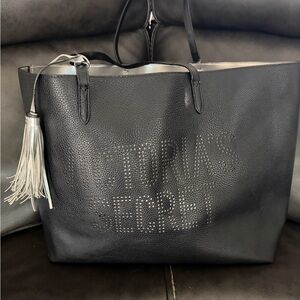 Victoria's Secret Black Tote with Silver Tassel